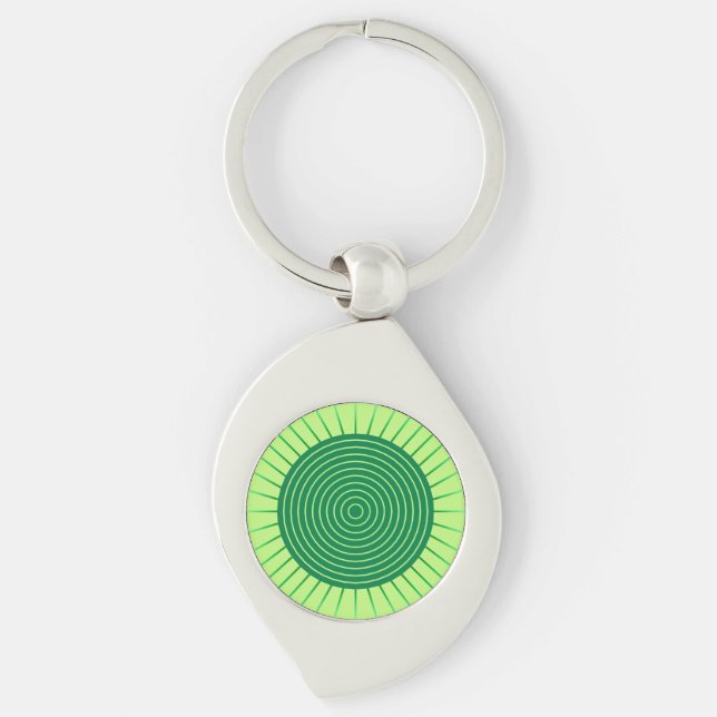 Chaveiro Sunburst Geométrico Moderno - Emerald Green e Limã (Frente)