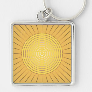 Chaveiro Sunburst Geométrico Moderno - Mostarda Dourada / 