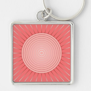 Chaveiro Sunburst geométrico moderno - rosa coral profundo