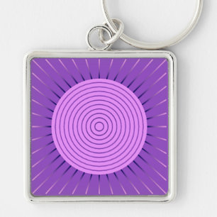 Chaveiro Sunburst Geométrico Moderno - Roxo Ametista