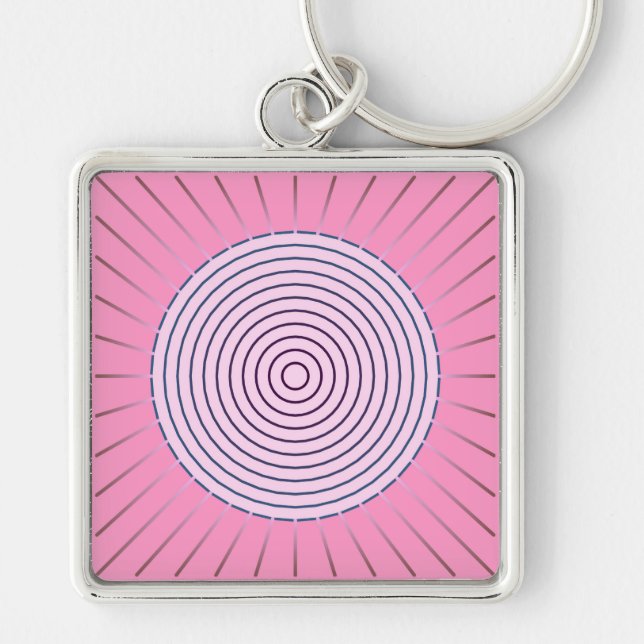 Chaveiro Sunburst Geométrico Moderno - Sombras Rosa (Frente)