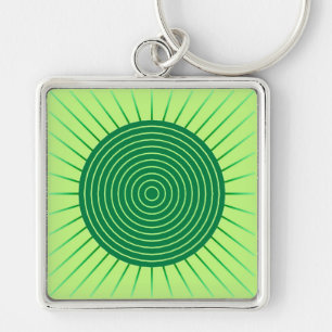 Chaveiro Sunburst geométrico moderno - verde esmeralda e