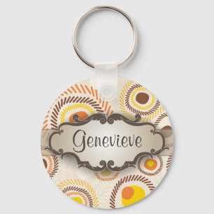 Chaveiro Sunbursts dourados com placa de identificação