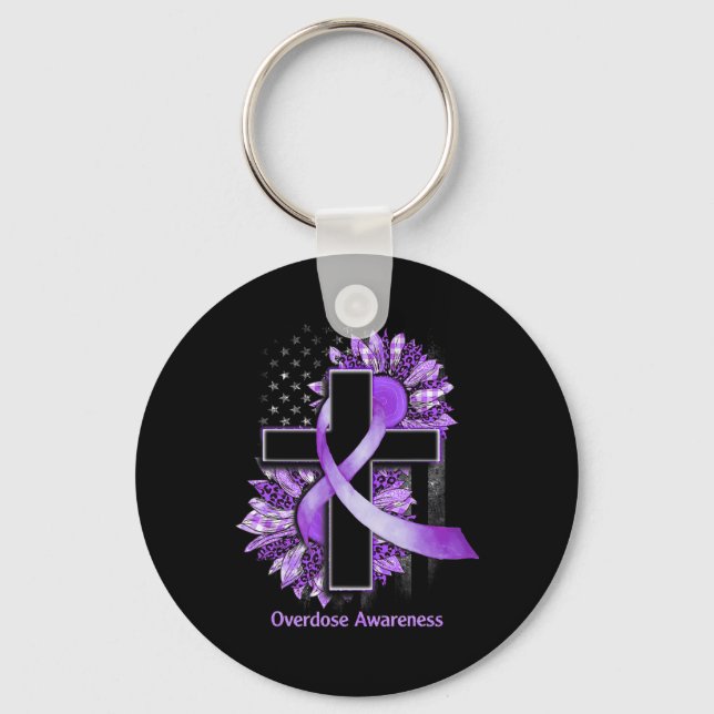 Chaveiro Sunflower Christian Cross Sunflower Overdose Aware (Frente)
