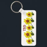 Chaveiro Sunflower Keychain<br><div class="desc">Display a natural vibe with this abundance of amber sunflowers keychain. This design has a warm feel due to its amber and orange palette. Express yourself by experimenting with different background colors and added text.</div>