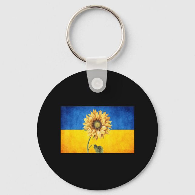 Chaveiro Sunflower Ucrânia Flag Ucraniano Vintage Stand Wit (Frente)
