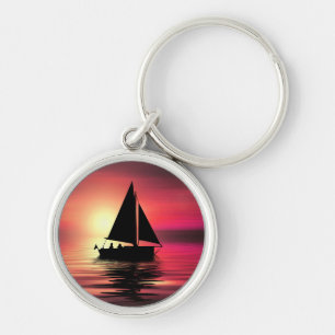 Chaveiro Sunset, Barco à vela no mar-39186