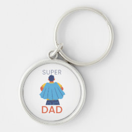Chaveiro Super Dad Superhero Cape Round Keychain
