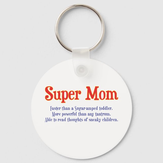 Chaveiro Super-mãe com camisetas e presentes super potentes (Frente)