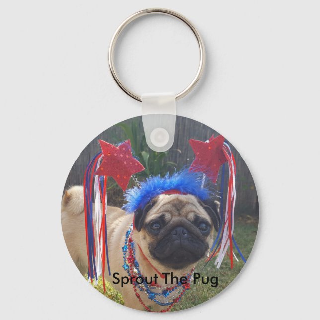Chaveiro Super Patriótico Pug (Frente)