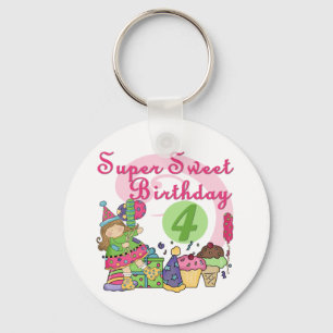 Chaveiro Super Sweet 4th Birthday T-shirts e presentes