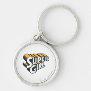 Chaveiro Supergirl Silver e Logotipo Laranja