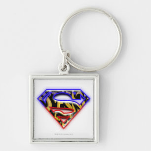 Chaveiro Superman S-Shield Logotipo de Grafite vermelho p