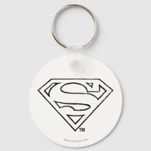 Chaveiro Superman S-Shield   Simple Black Outline Logo