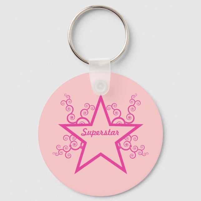 Chaveiro Superstar Swirls Chaveiro, Rosa Brilhante (Frente)