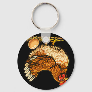 Chaveiro Suporte de Frango com Desenho de Ovo Galinha Fazen