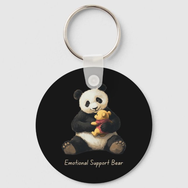Chaveiro Suporte Emocional Urso De Panda Segurando Um Urso  (Frente)