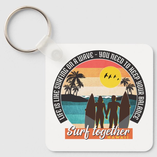 Chaveiro Surf junto - Mantenha o equilíbrio (Frente)