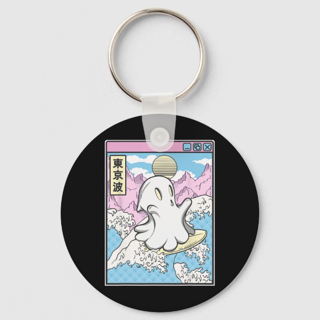 Chaveiro Surfando Fantasma Em Ondas Japonesas Anime Kawaii  (Frente)