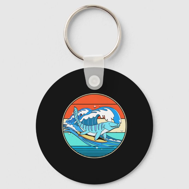 Chaveiro Surfando Mosasaurus Dino Retro Dinossauro Aquático (Frente)