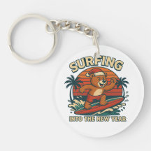 Surfando Para o Ano Novo - Urso Vintage Retro dos