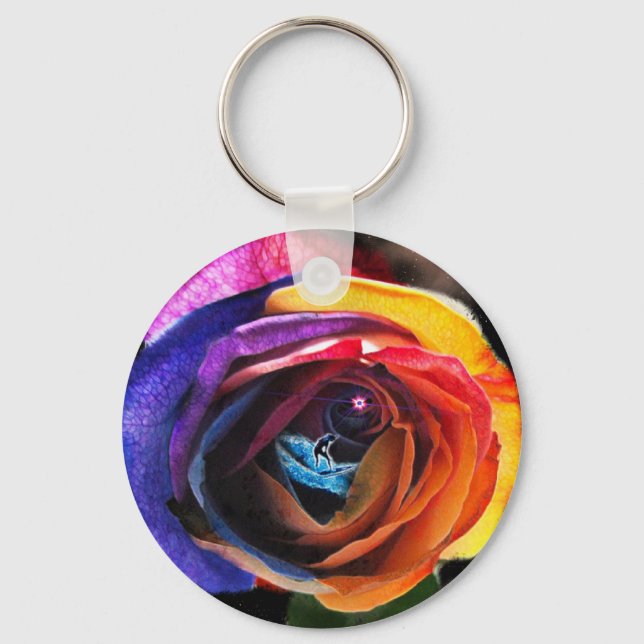 Chaveiro Surfar na Rosa do arco-íris (Frente)