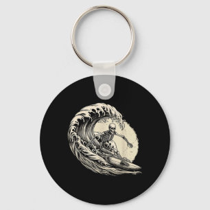 Chaveiro Surfista Esqueleto Vintage Surfe Onda Grande Diver