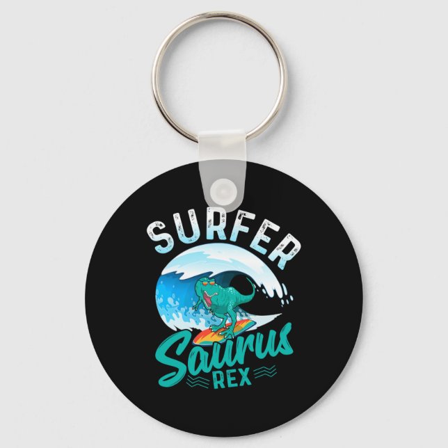 Chaveiro Surfista Saurus Rex Dinossauro Surfando Surf Dino  (Frente)