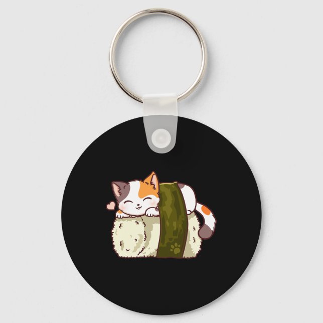 Chaveiro Sushi Cat Kawaii Anime Neko Japonês (Frente)