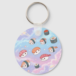 Chaveiro Sushi Flying in Pastel Galaxy Sky