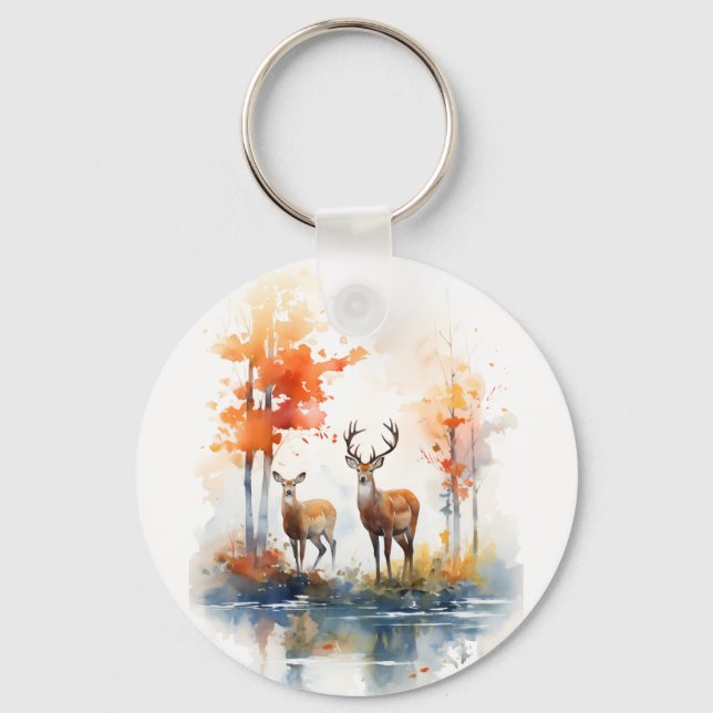 Chaveiro Sussurros da Natureza: Autumn Deer" (Frente)