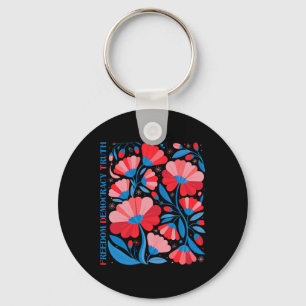 Chaveiro Sutil Liberdade Democracia Verdade Boho Floral 4 d