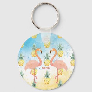 Chaveiro Sweet Girly Flamingo e abacaxi