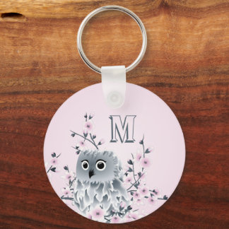 Chaveiro Sweet Owl Pink Girly Monogram