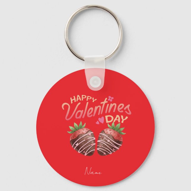 Chaveiro Sweet Strawberry Valentine's Day Personalized Coff (Frente)