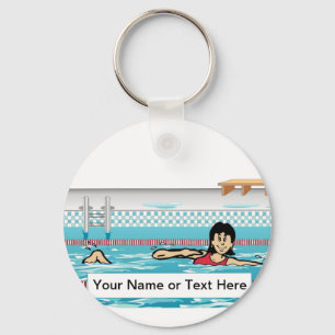 Chaveiro Swimmer - Cartoon feminino: PrintedPerfection.com