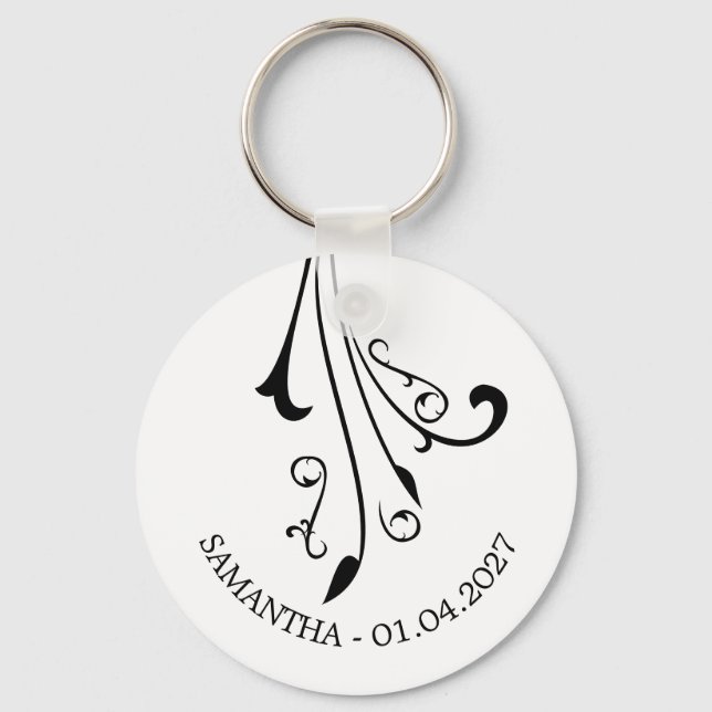 Chaveiro Swirl Elegant Ornament Horror Black Gothic (Frente)