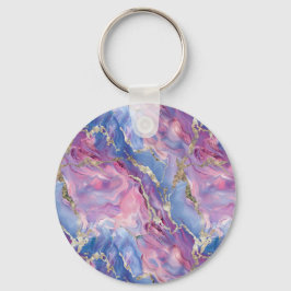 Chaveiro Swirling Pattern of Marbled Effect Pink and Blue