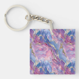 Chaveiro Swirling Pattern of Marbled Effect Pink and Blue