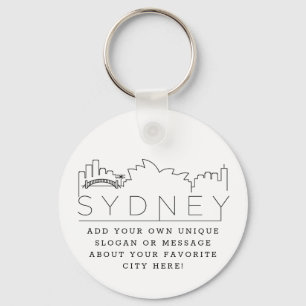 Chaveiro Sydney   Slogan Personalizado do Skyline Estilizad