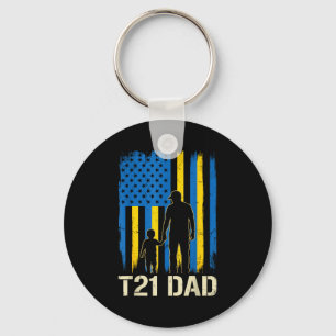 Chaveiro T21 pai silhueta da bandeira americana síndrome de