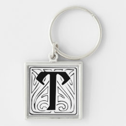 Chaveiro T Monogramm schwarz weiß Schlüsselanhänger