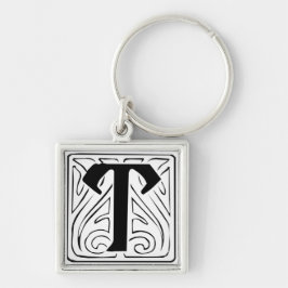 Chaveiro T Monogramm schwarz weiß Schlüsselanhänger
