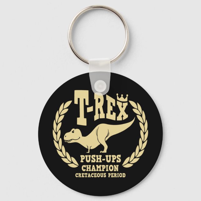 Chaveiro T-Rex ama os Push-Ups (Frente)