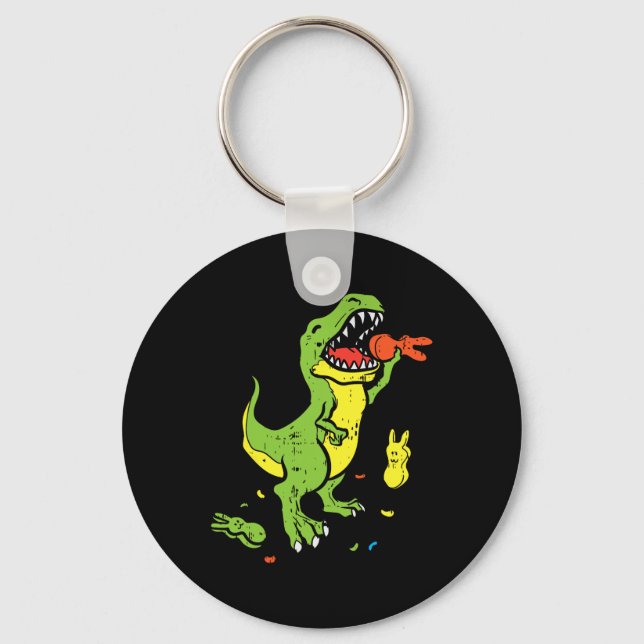 Chaveiro T-Rex Comendo Coelho Funny Easter Amante de Dinoss (Frente)