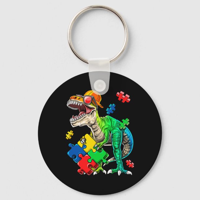 Chaveiro T Rex Dinossaur Autismo Atenção Quebra-cabeça Piec (Frente)