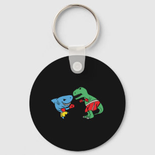 Chaveiro T-Rex Dinossauro Socando Tubarão Boxe Lutando Engr