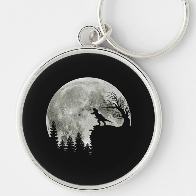 Chaveiro T Rex Em Pé Na Lua Da Montanha Halloween (Frente)