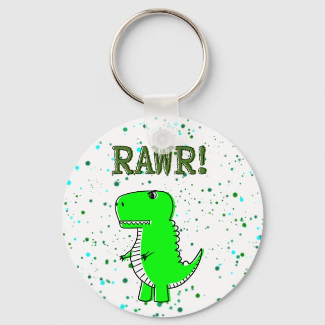 Chaveiro T-Rex RAWR Paint Splatter bonito e com raiva (Frente)