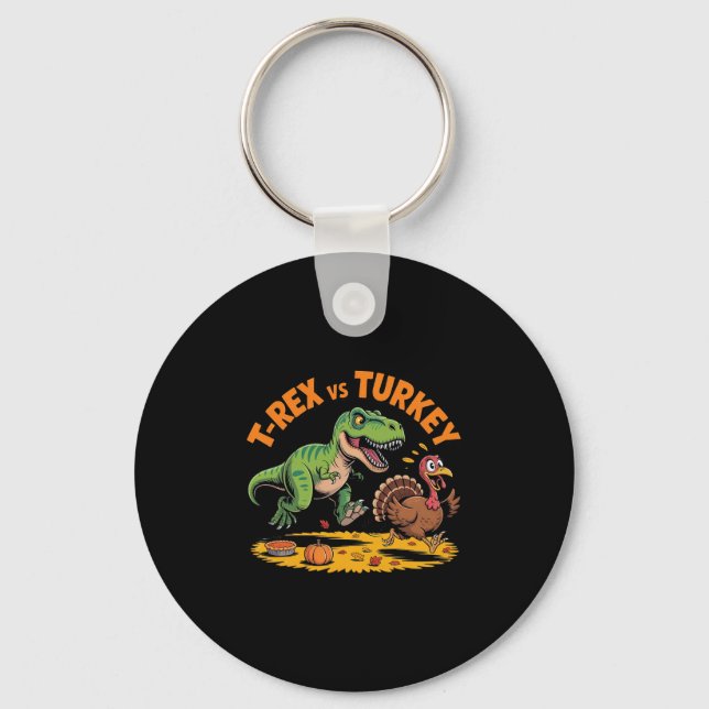 Chaveiro T-rex Vs Peru Funny Design de Dinossauro de Ação d (Frente)